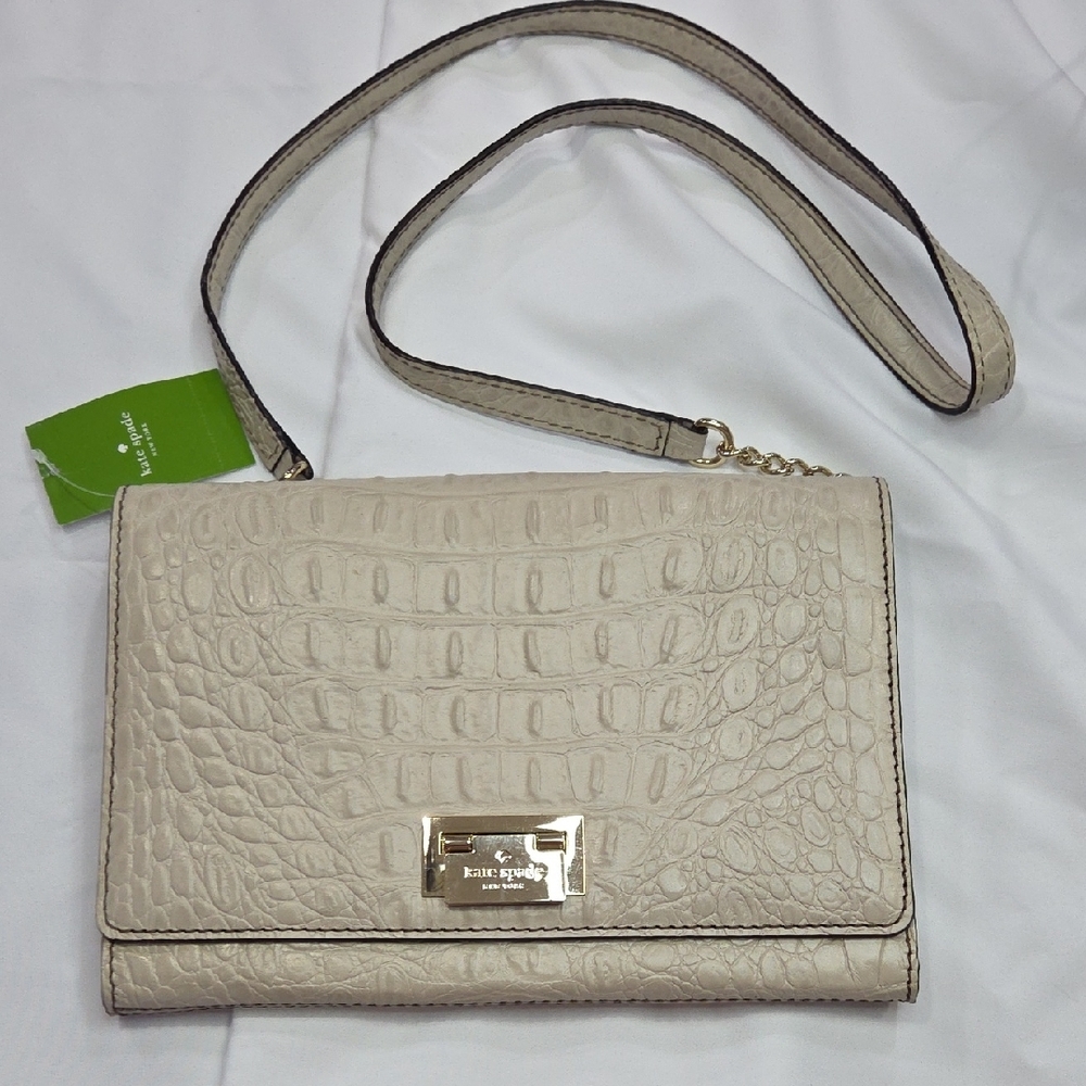 Kate Spade Cream Croc-Embossed Women's Bag